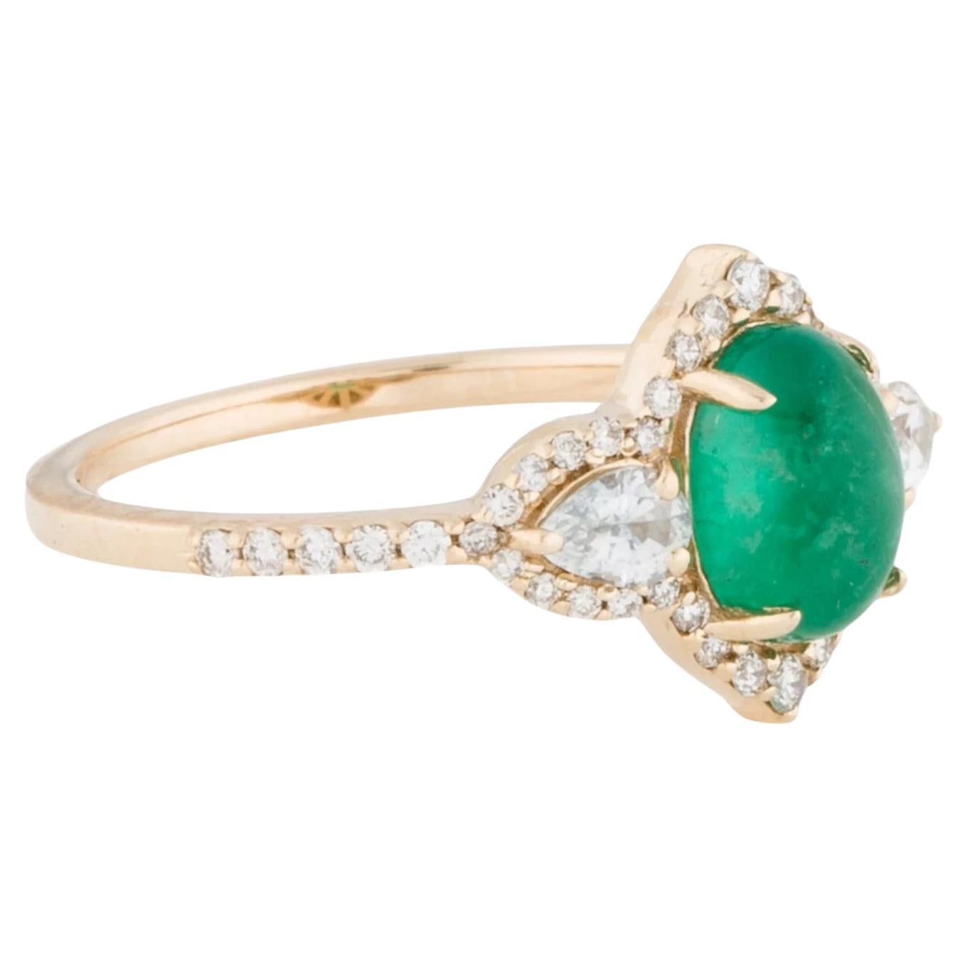 14K 1.33ct Emerald, Sapphire & Diamond Cocktail Ring, Size 7, Pear Brilliant