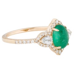 14K 1.33ct Emerald, Sapphire & Diamond Cocktail Ring, Size 7, Pear Brilliant
