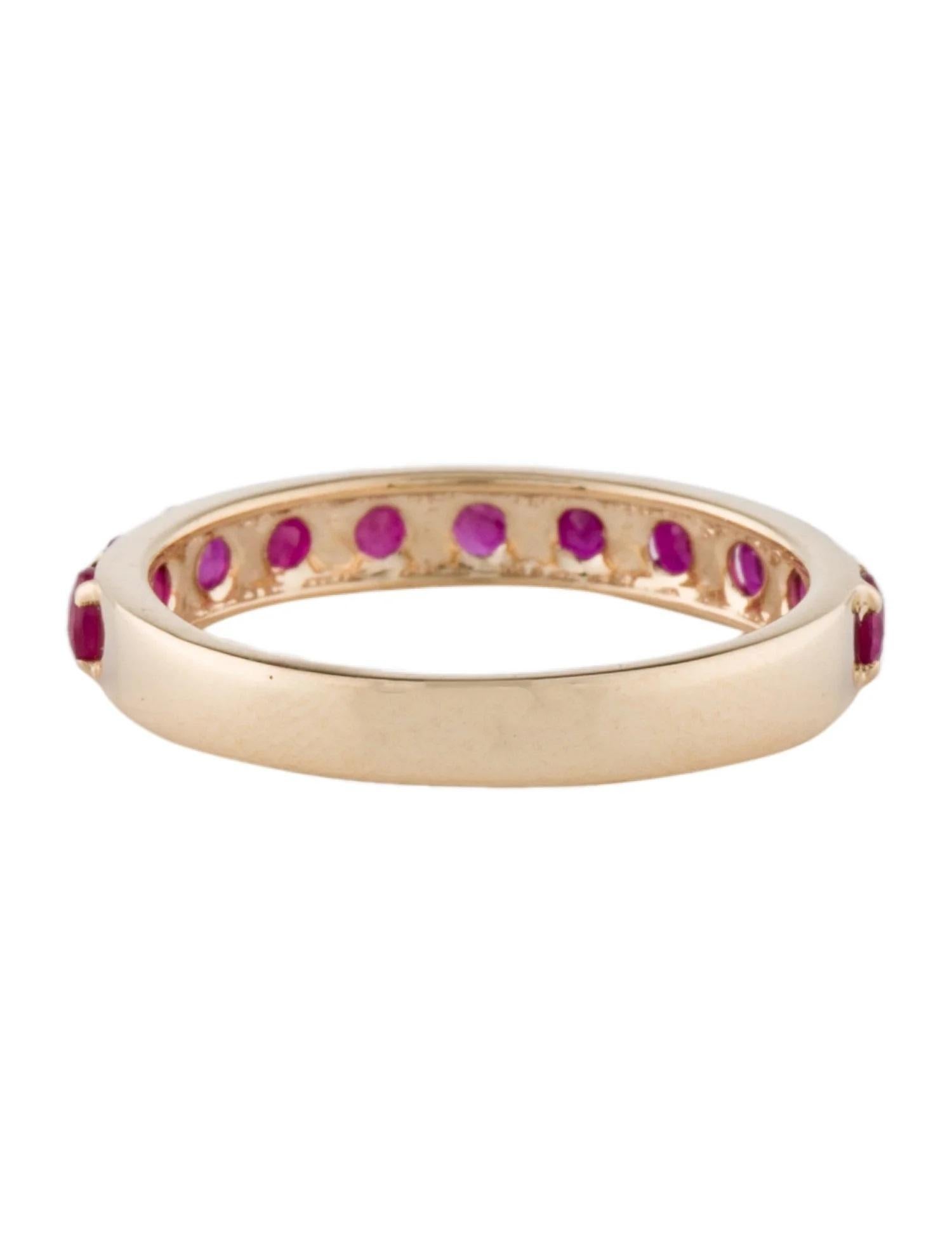 Round Cut 14K 1.33ctw Ruby Half Eternity Band  Size 7  Yellow Gold  Round Faceted Rubie For Sale