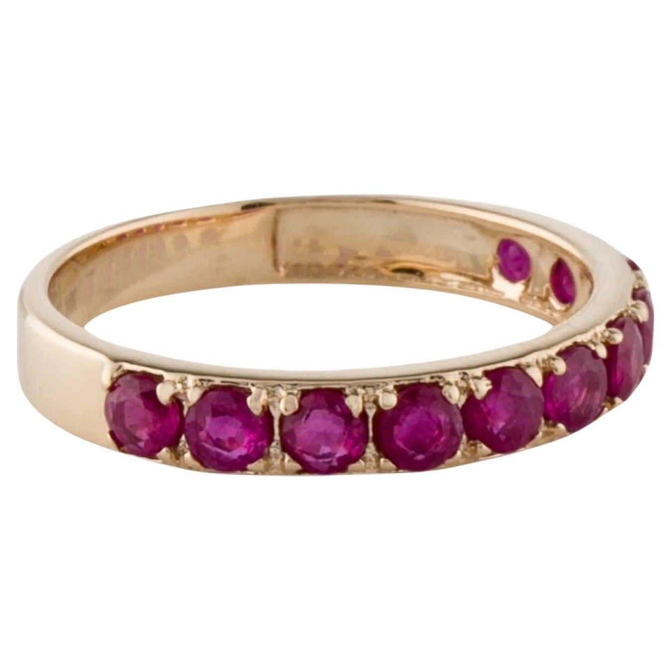 14K 1.33ctw Ruby Half Eternity Band  Size 7  Yellow Gold  Round Faceted Rubie