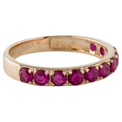 14K 1.33ctw Ruby Half Eternity Band  Size 7  Yellow Gold  Round Faceted Rubie