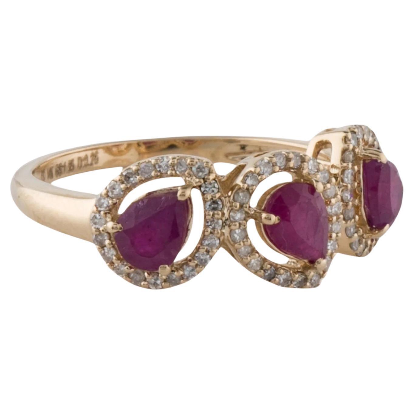 14K 1.35ctw Ruby & Diamond Cocktail Ring - Size 7 For Sale