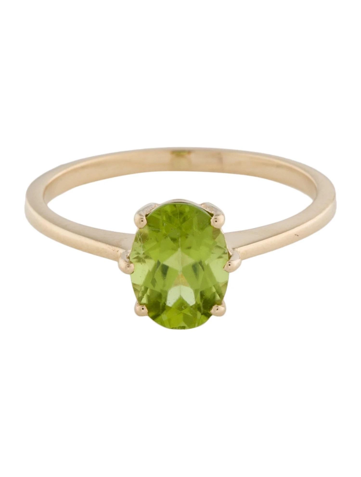 Artist 14K 1.36ct Peridot Cocktail Ring Size 6.75  Oval Modified Brilliant Gemstone For Sale