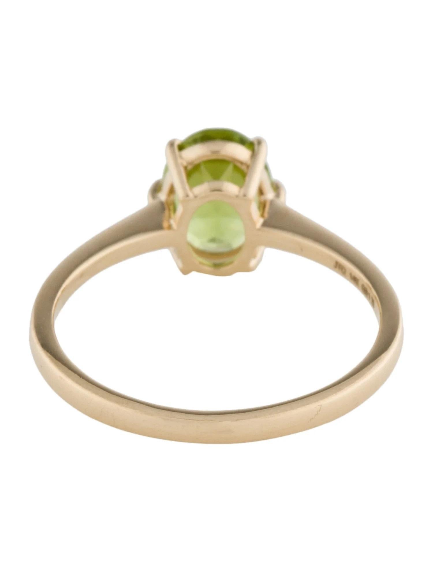 Oval Cut 14K 1.36ct Peridot Cocktail Ring Size 6.75  Oval Modified Brilliant Gemstone For Sale