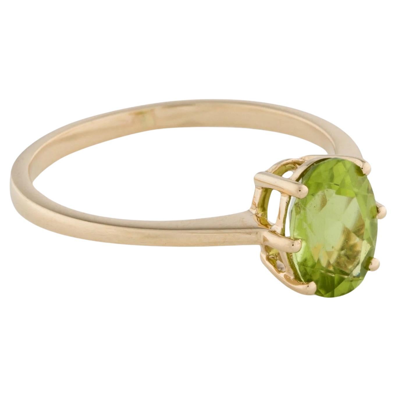 14K 1.36ct Peridot Cocktail Ring Size 6.75  Oval Modified Brilliant Gemstone For Sale