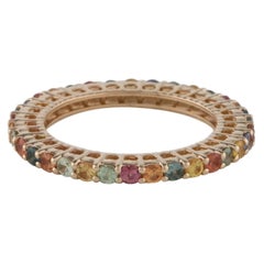 14K 1.38ctw Multi-Sapphire Eternity Band Size 6.75  Yellow Gold 1.38 Carat