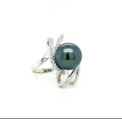 14k Tahitian Pearl .63 Carat T.W. Diamond Ring Appraisal Included