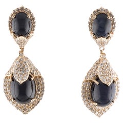 14K 14.26ctw Sapphire & Diamond Drop Earrings