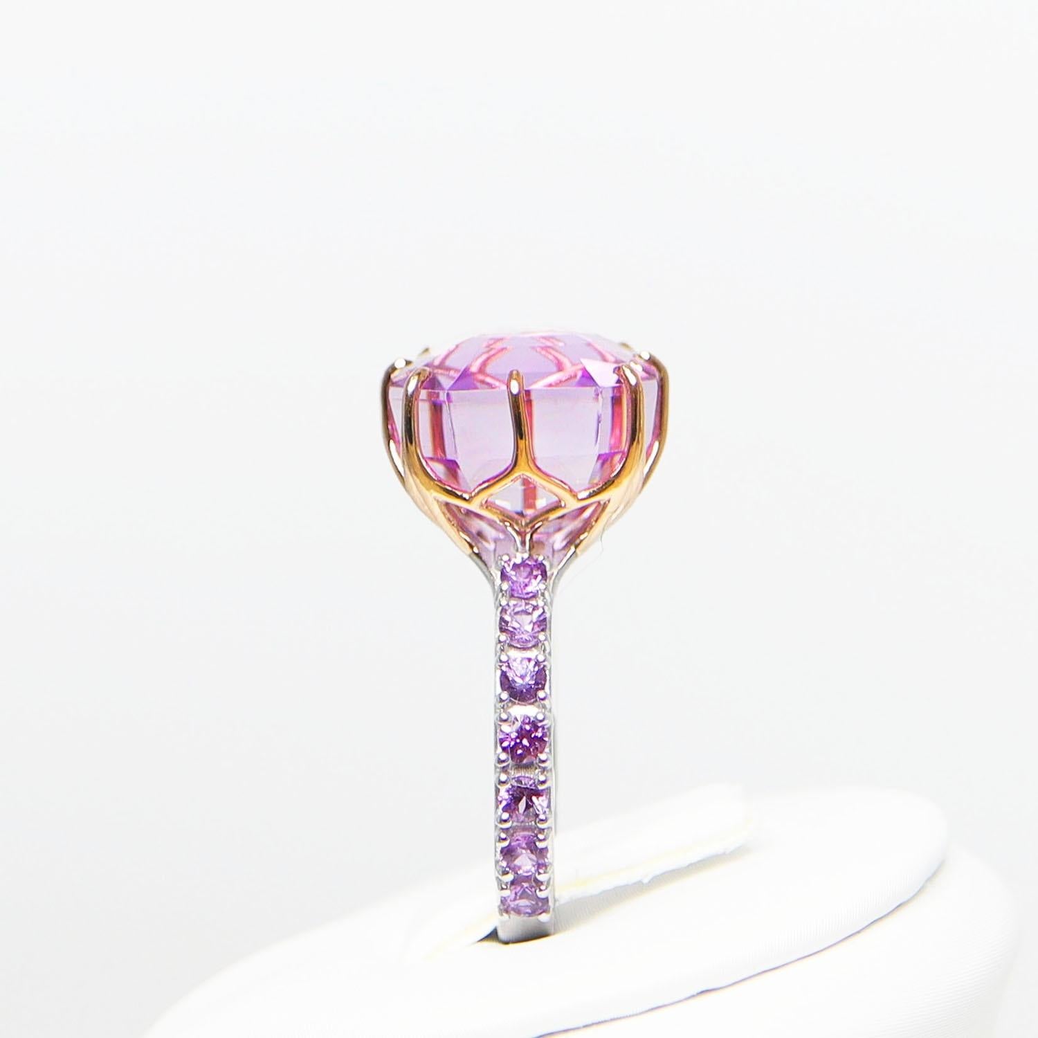 Women's IGI 14K 14.45 Ct Kunzite&Pink Sapphires Antique Art Deco Style Engagement Ring For Sale