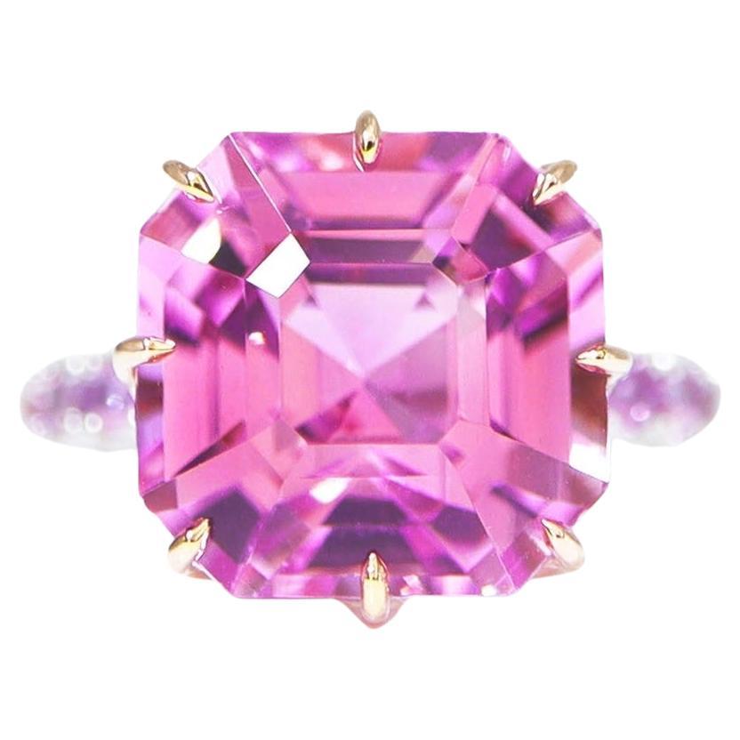 IGI 14K 14.45 Ct Kunzite&Pink Sapphires Antique Art Deco Style Engagement Ring