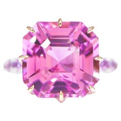 14K 14.45 Ct Top Kunzite&Pink Sapphires Antique Art Deco Style Engagement Ring