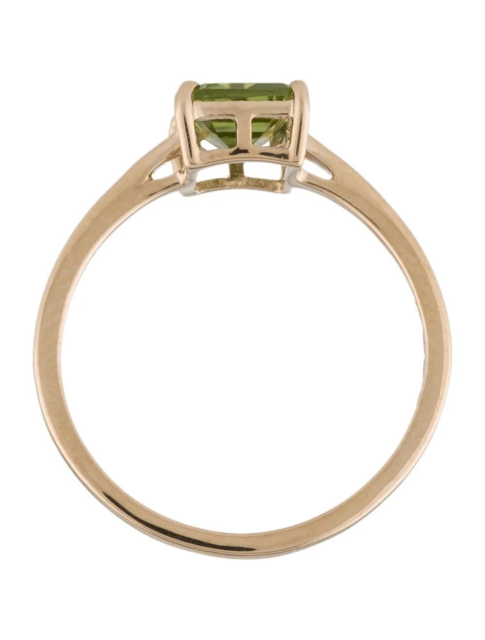 Women's 14K 1.50ct Peridot Cocktail Ring, Size 6.75 - Green Gemstone, Elegant Design For Sale