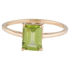 Bague cocktail 14 carats avec péridot 1,50 carat, taille 6,75 - pierre précieuse verte, design élégant