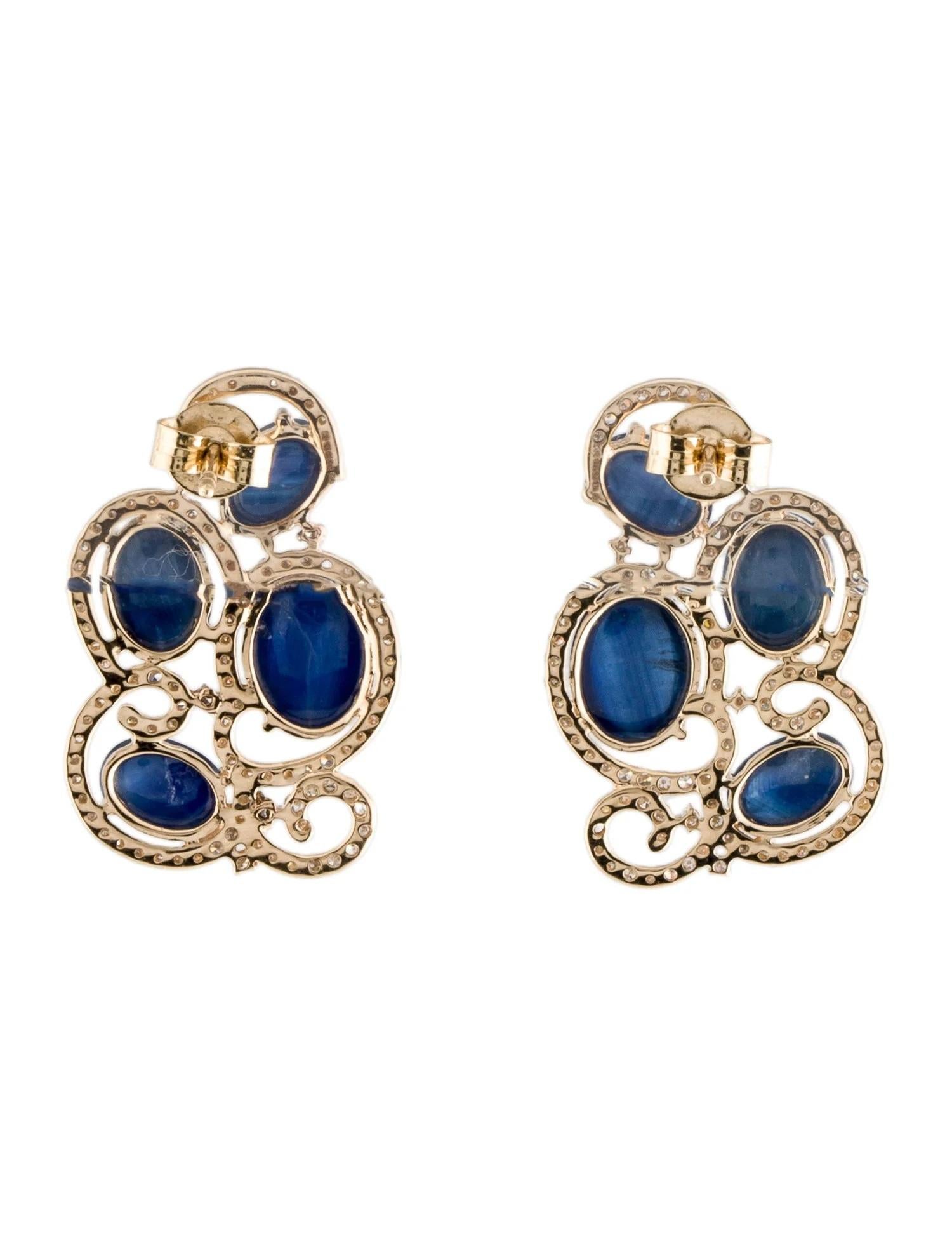 Artist 14K 15.13ctw Sapphire & Diamond Drop Earrings For Sale