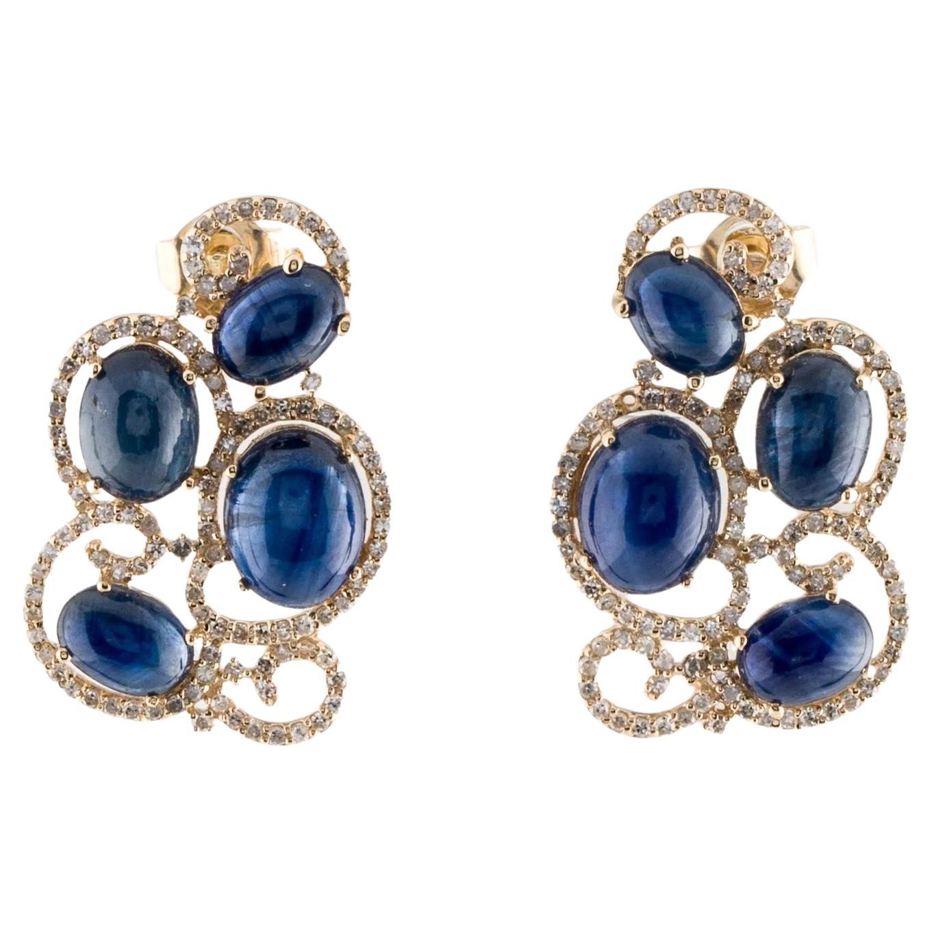 14K 15.13ctw Sapphire & Diamond Drop Earrings For Sale