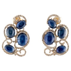 14K 15.13ctw Sapphire & Diamond Drop Earrings