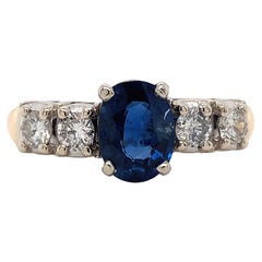 14K 1.52 carat Sapphire and Diamond Ring