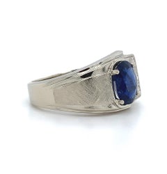 14K 1.53ct Sapphire Men's Ring with Diamonds