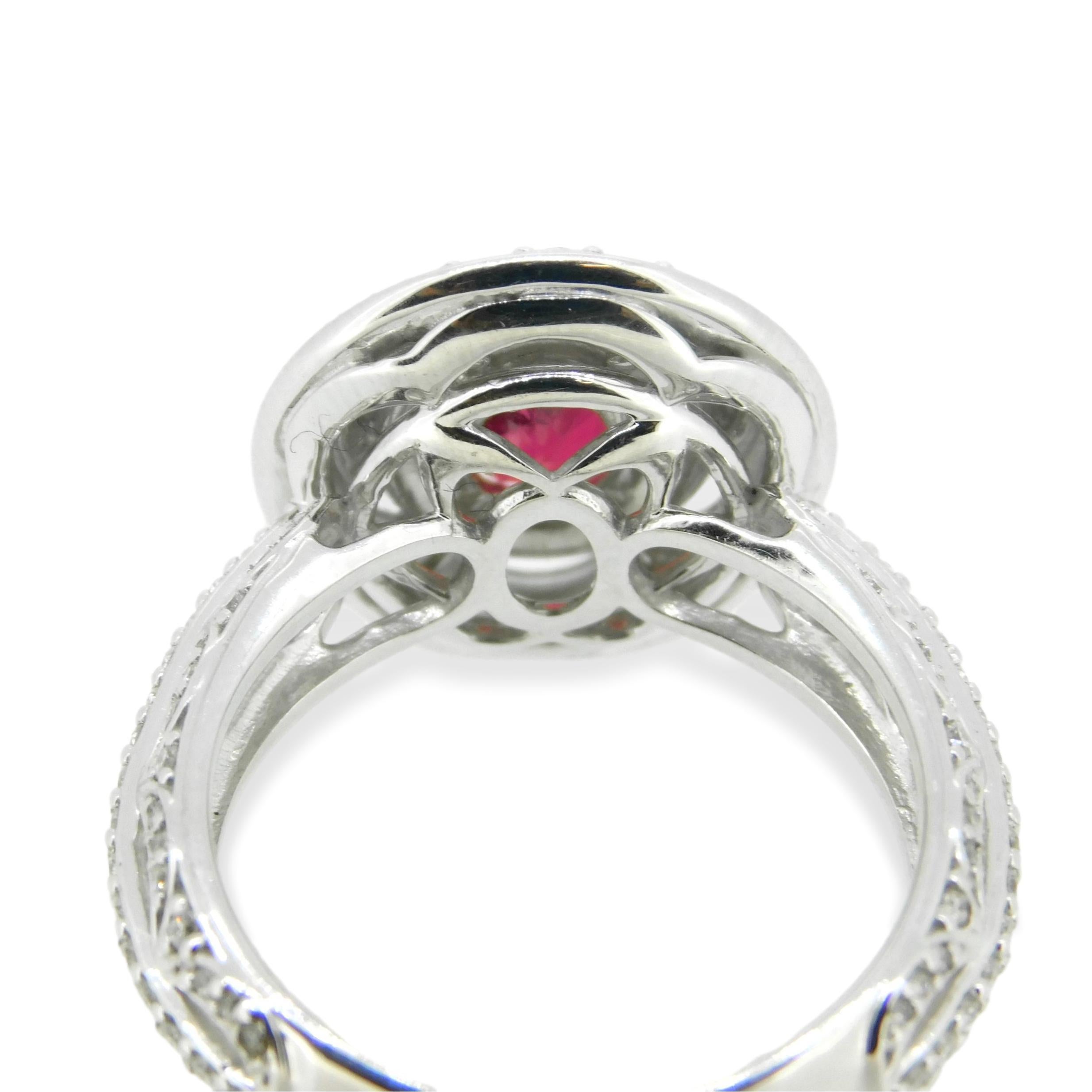 Oval Cut 14K 1.57ct Ruby Ring GIA Burmese Pigeon Blood For Sale
