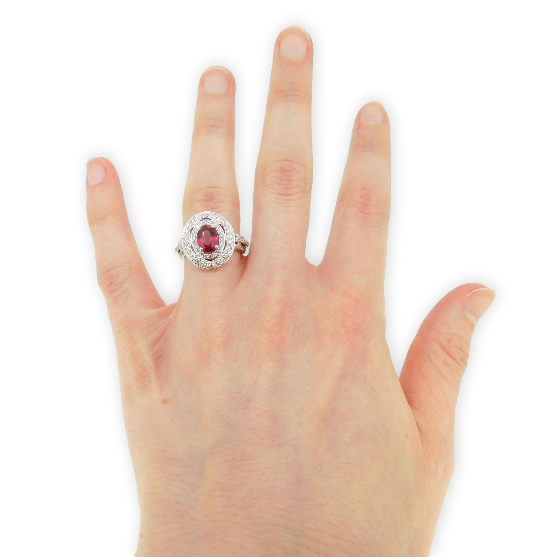 14K 1.57ct Ruby Ring GIA Burmese Pigeon Blood In Good Condition For Sale In Big Bend, WI