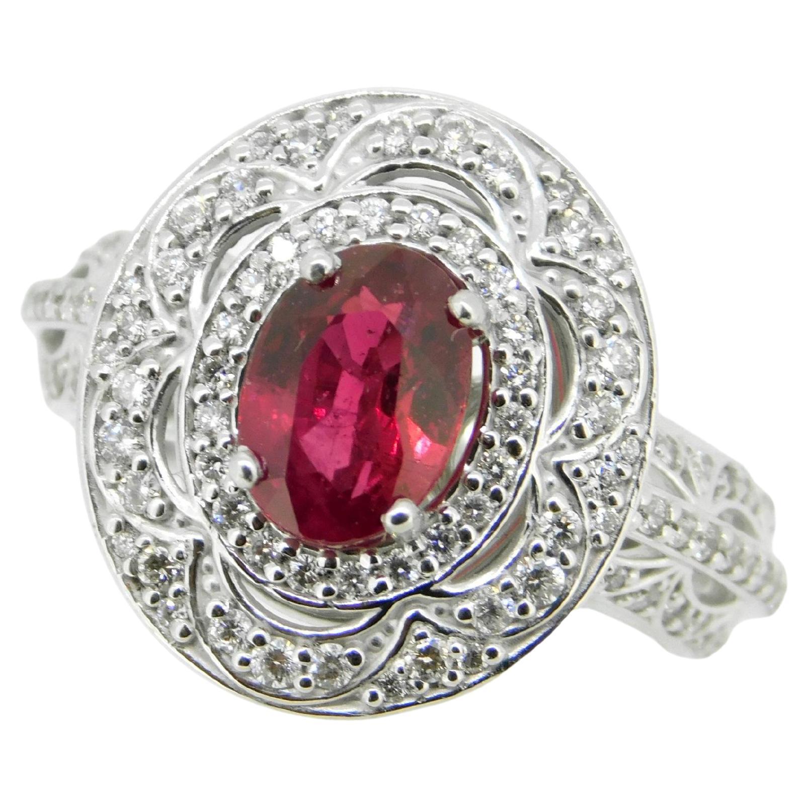 Anello di rubino 14K 1,57ct GIA Sangue di piccione birmano