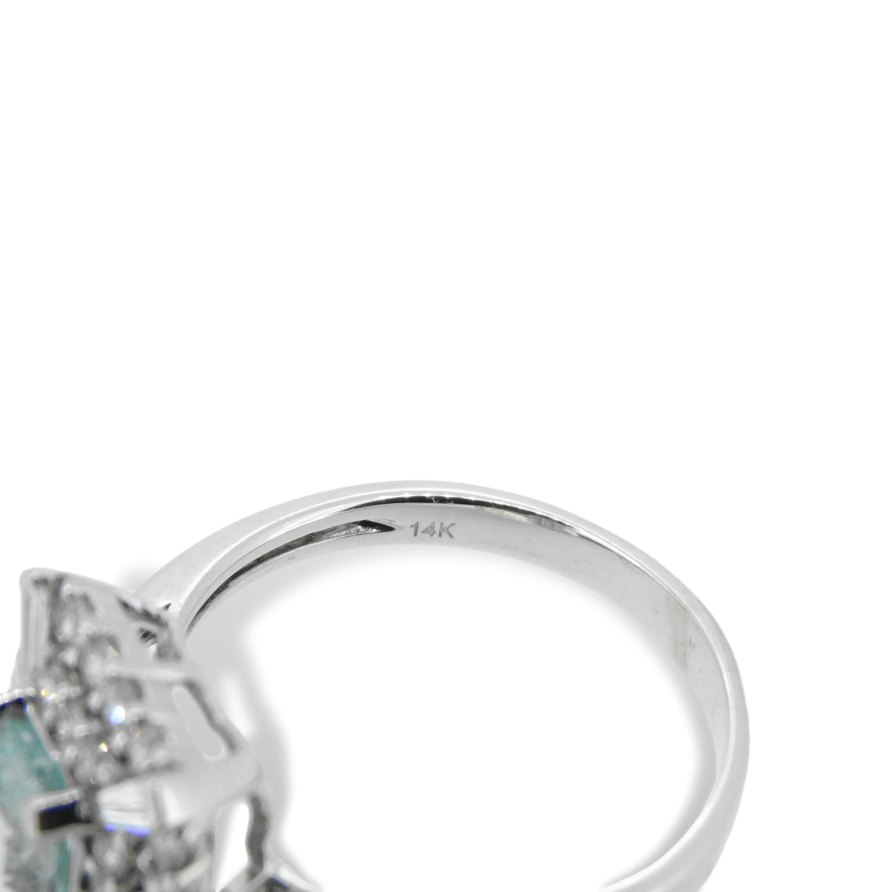 Anillo de turmalina paraiba de 14 quilates y 1,5 ct con informe AGL en venta 2