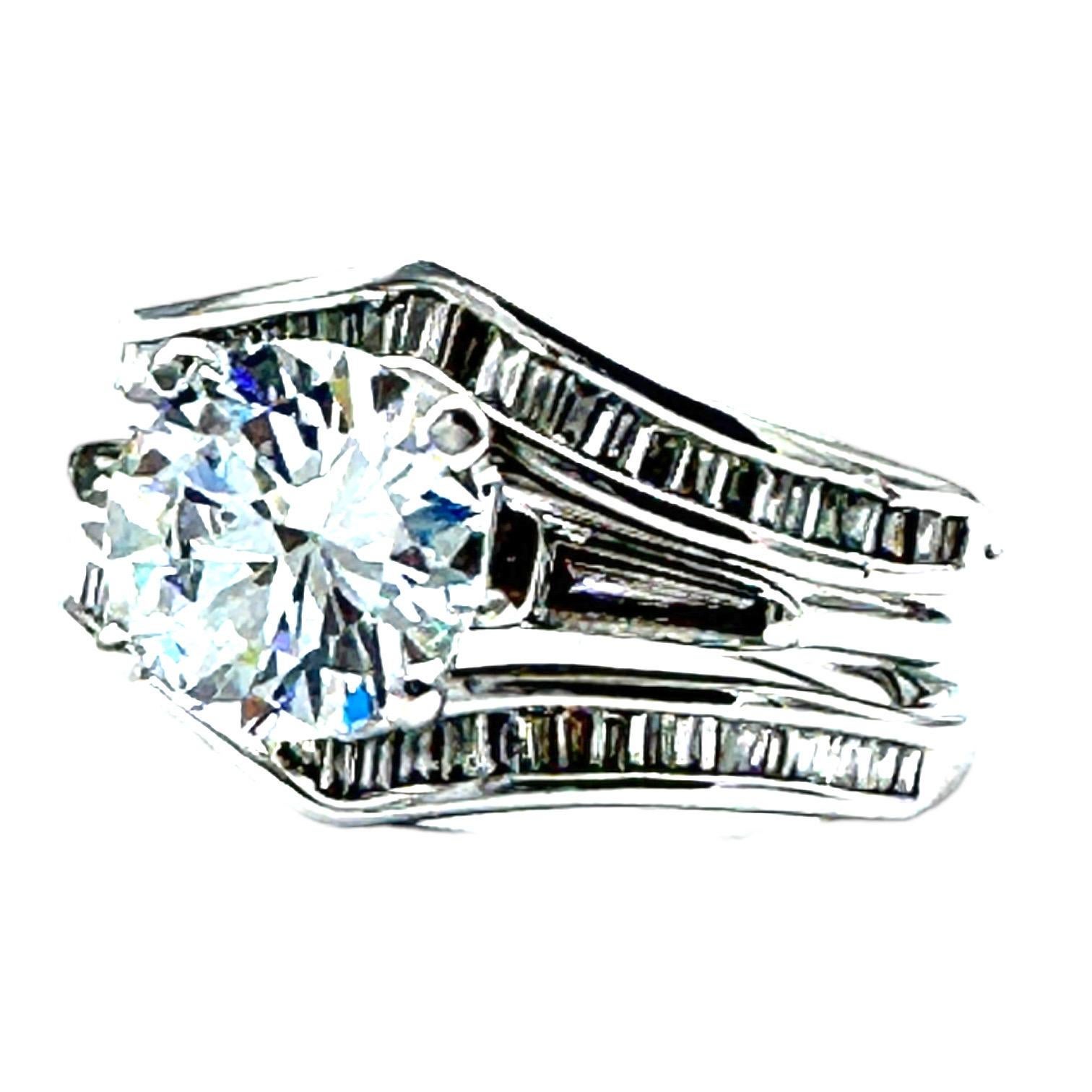 Contemporary 14K 1.60CTW Engagement Wrap Solitaire Baguette Ring For Sale