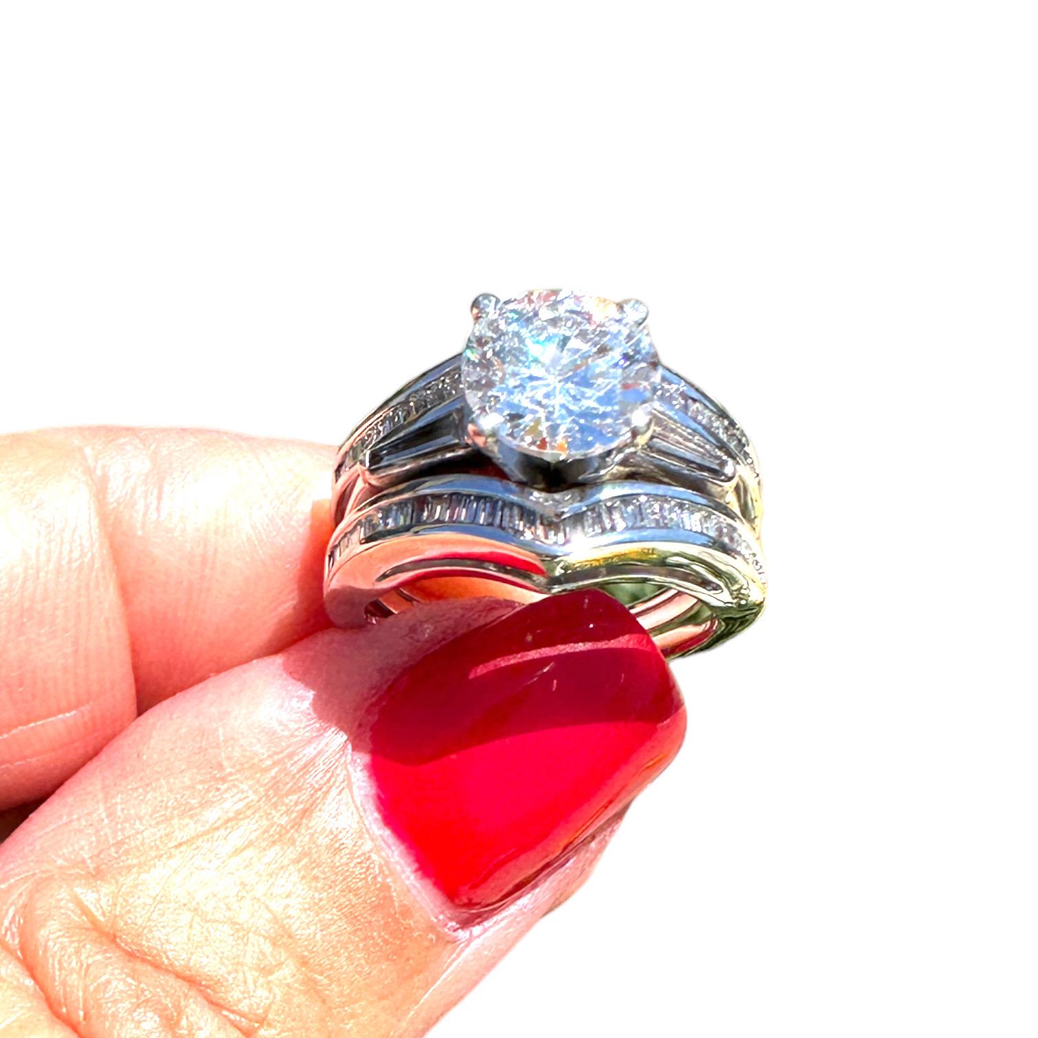 14K 1.60CTW Engagement Wrap Solitaire Baguette Ring For Sale 1