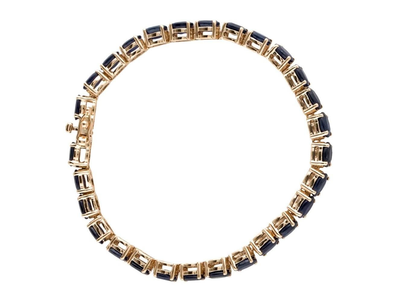 14K 16.10ctw Sapphire Link Bracelet - Stunning Blue Gemstones, Timeless Elegance In New Condition For Sale In Holtsville, NY