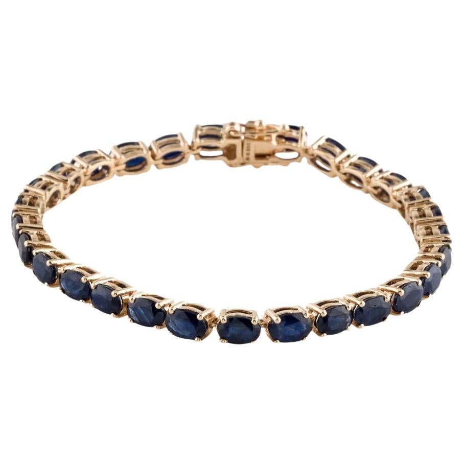 14K 16.10ctw Sapphire Link Bracelet - Stunning Blue Gemstones, Timeless Elegance For Sale