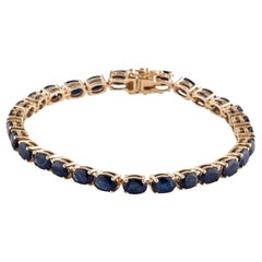 14K 16.10ctw Sapphire Link Bracelet - Stunning Blue Gemstones, Timeless Elegance