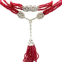 14K 163 Carats Genuine Ruby Bead Necklace