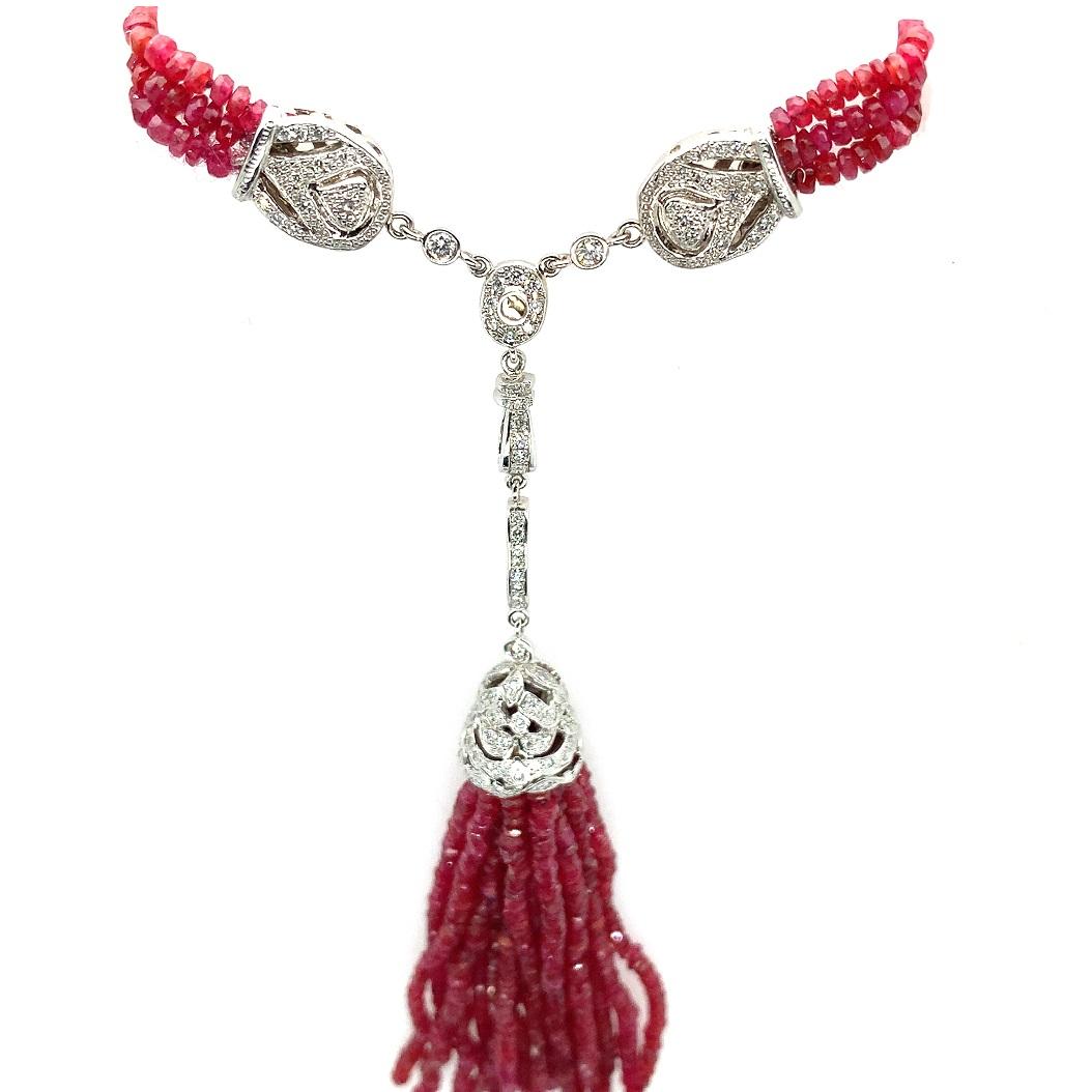 Collana di perle di rubino autentico 14K 163 carati In condizioni Nuovo in vendita a Big Bend, WI