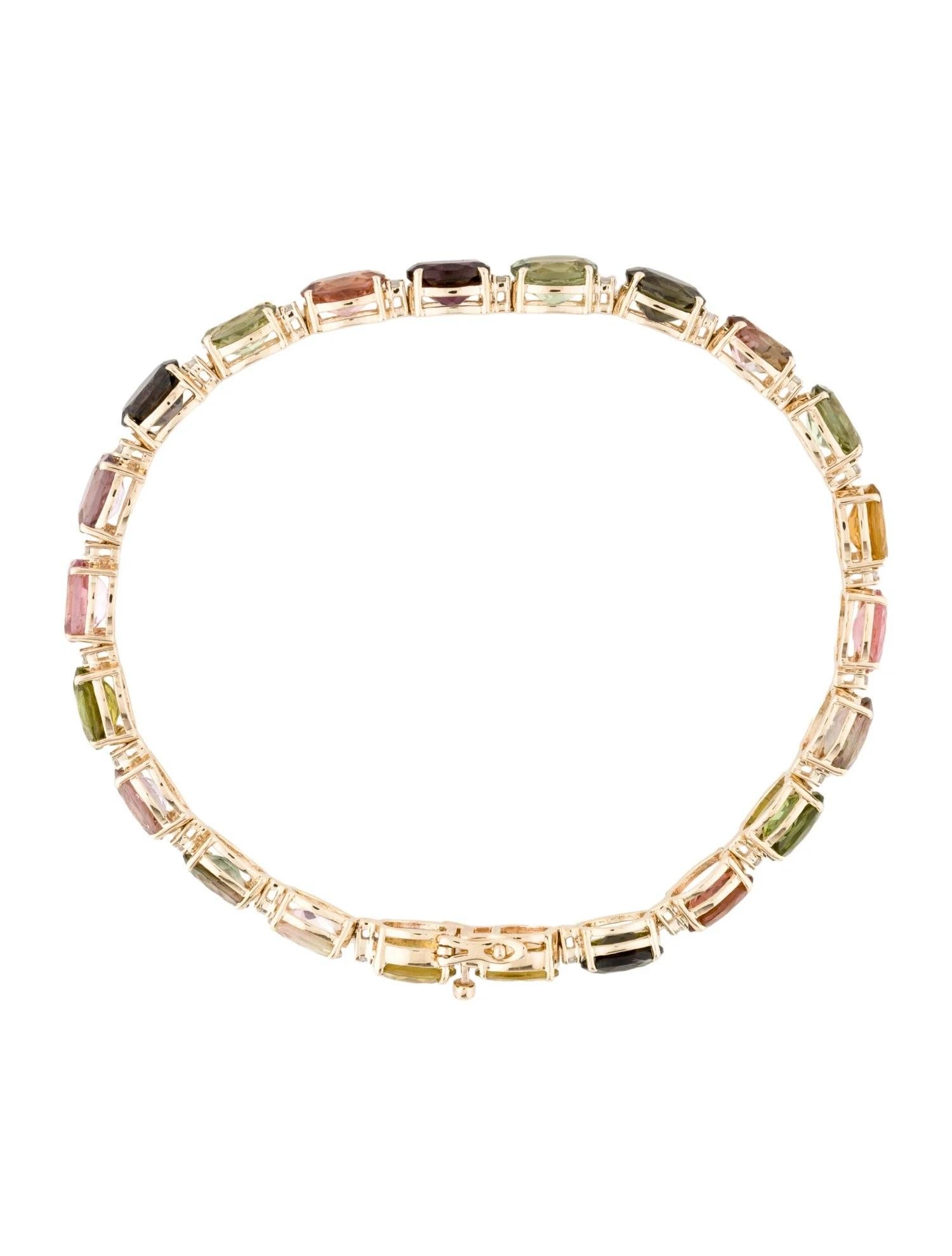 Artist 14K 16.87ctw Multicolor Tourmaline & Diamond Tennis Bracelet For Sale