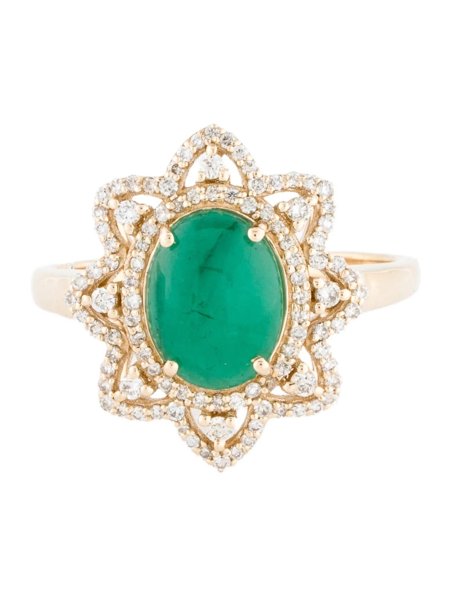 Artist 14K 1.73ct Emerald & Diamond Cocktail Ring, Size 7