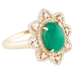 14K 1.73ct Emerald & Diamond Cocktail Ring, Size 7
