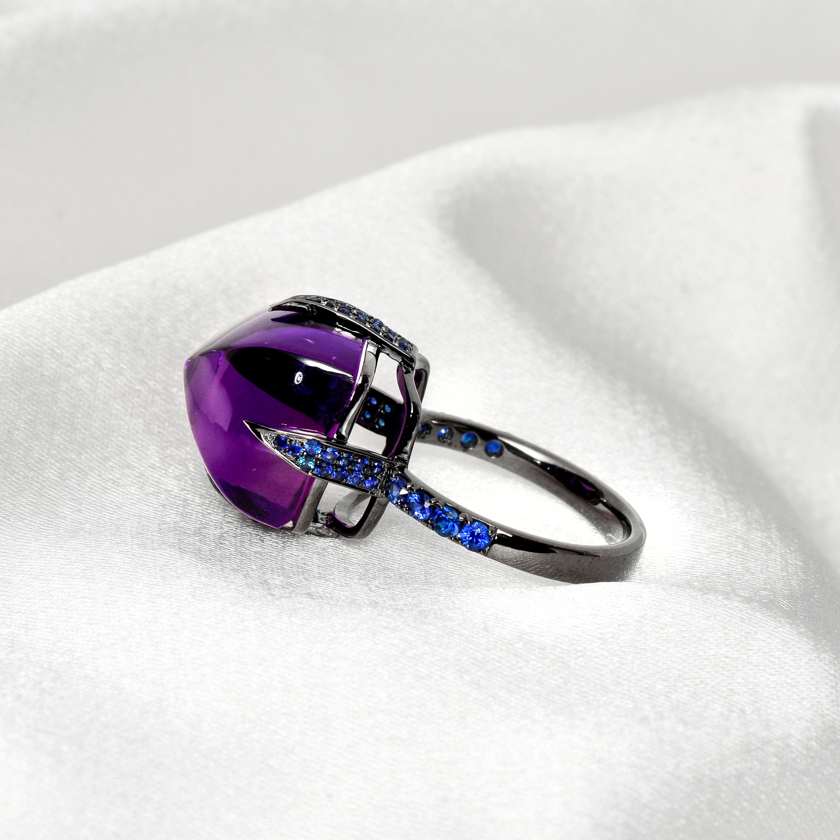 Women's or Men's *Sale* 14k 17.46ct Amethyst & Sapphire Antique Art Deco Style Engagement Ring