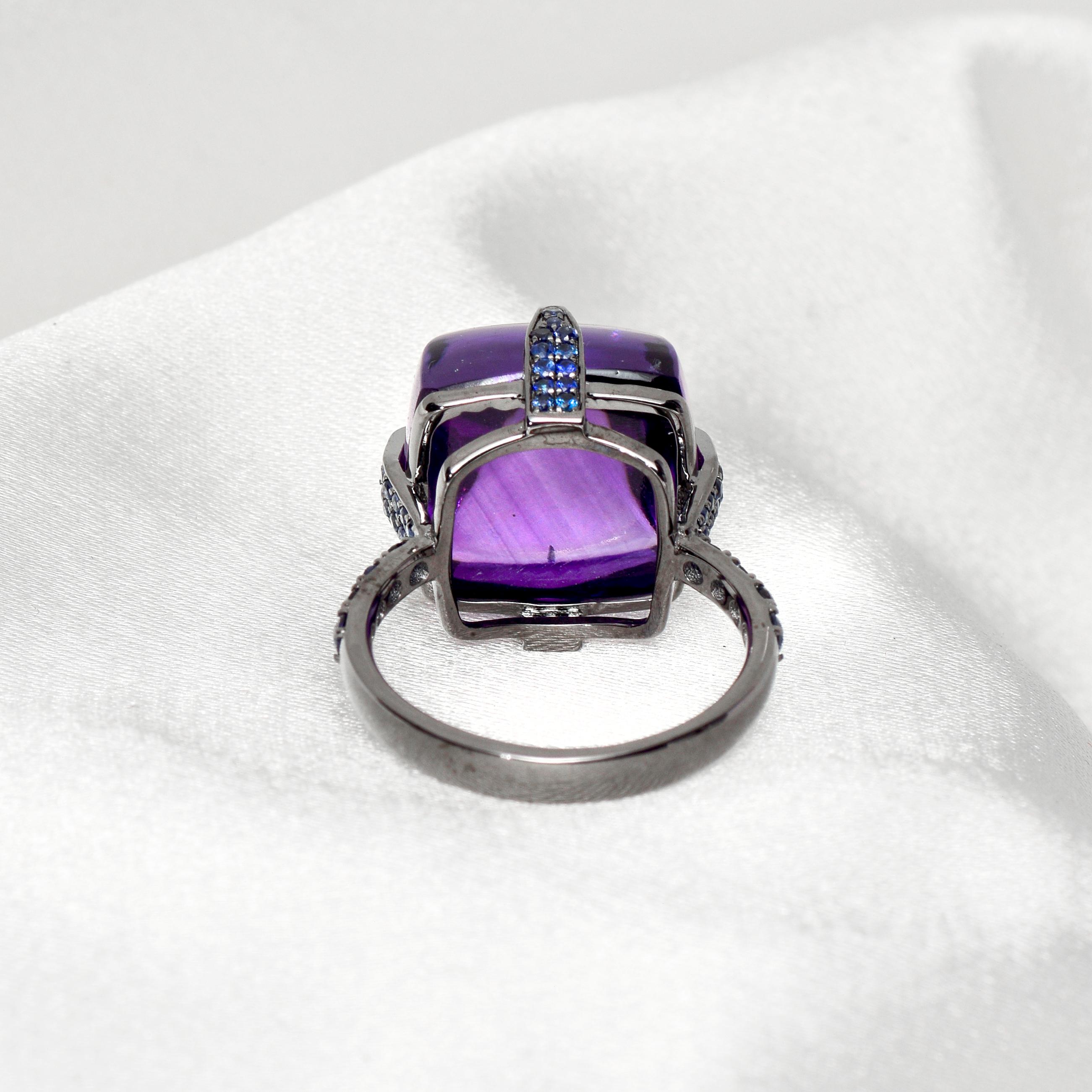 *Sale* 14k 17.46ct Amethyst & Sapphire Antique Art Deco Style Engagement Ring 1