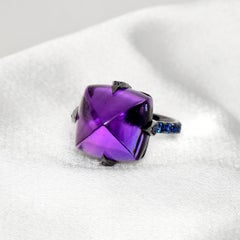 *Sale* 14k 17.46ct Amethyst & Sapphire Antique Art Deco Style Engagement Ring