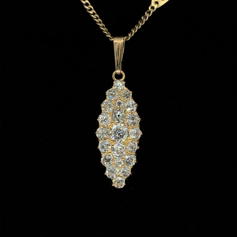 14k 1.85ct Tw Mine Cut Diamond Pendant For Sale at 1stDibs