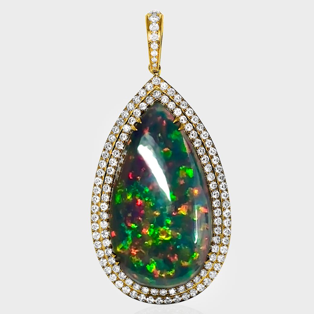 Contemporaneo 14K 18,78 ct  Collana con ciondolo di diamanti opale nero di colore naturale in vendita