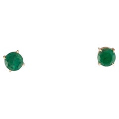 14K 1.87ctw Emerald Stud Earrings: Timeless Elegance in Yellow Gold, Luxury