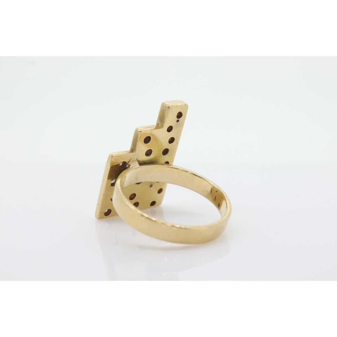 Bague à diamants lourds 14k/ 18k. Bague en diamant à trois barres personnalisée, 0,54 carat en vente 1