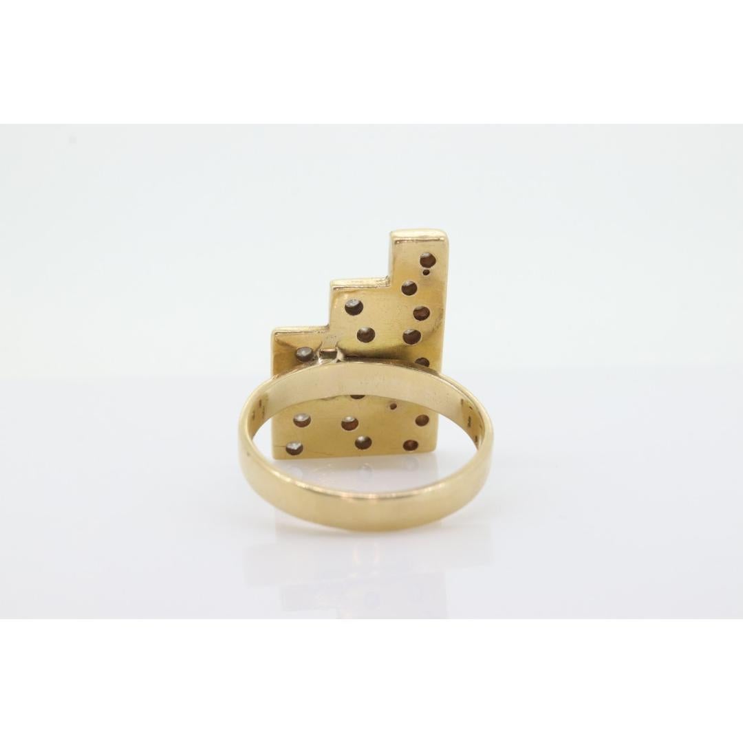 Bague à diamants lourds 14k/ 18k. Bague en diamant à trois barres personnalisée, 0,54 carat en vente 4
