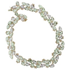 14 Karat Roségold Halskette mit Prasiolith, helllila Amethyst und weißen Diamanten