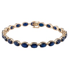 14K 19.11ctw Sapphire & Diamond Link Bracelet  Oval Modified Brilliant Sapphire