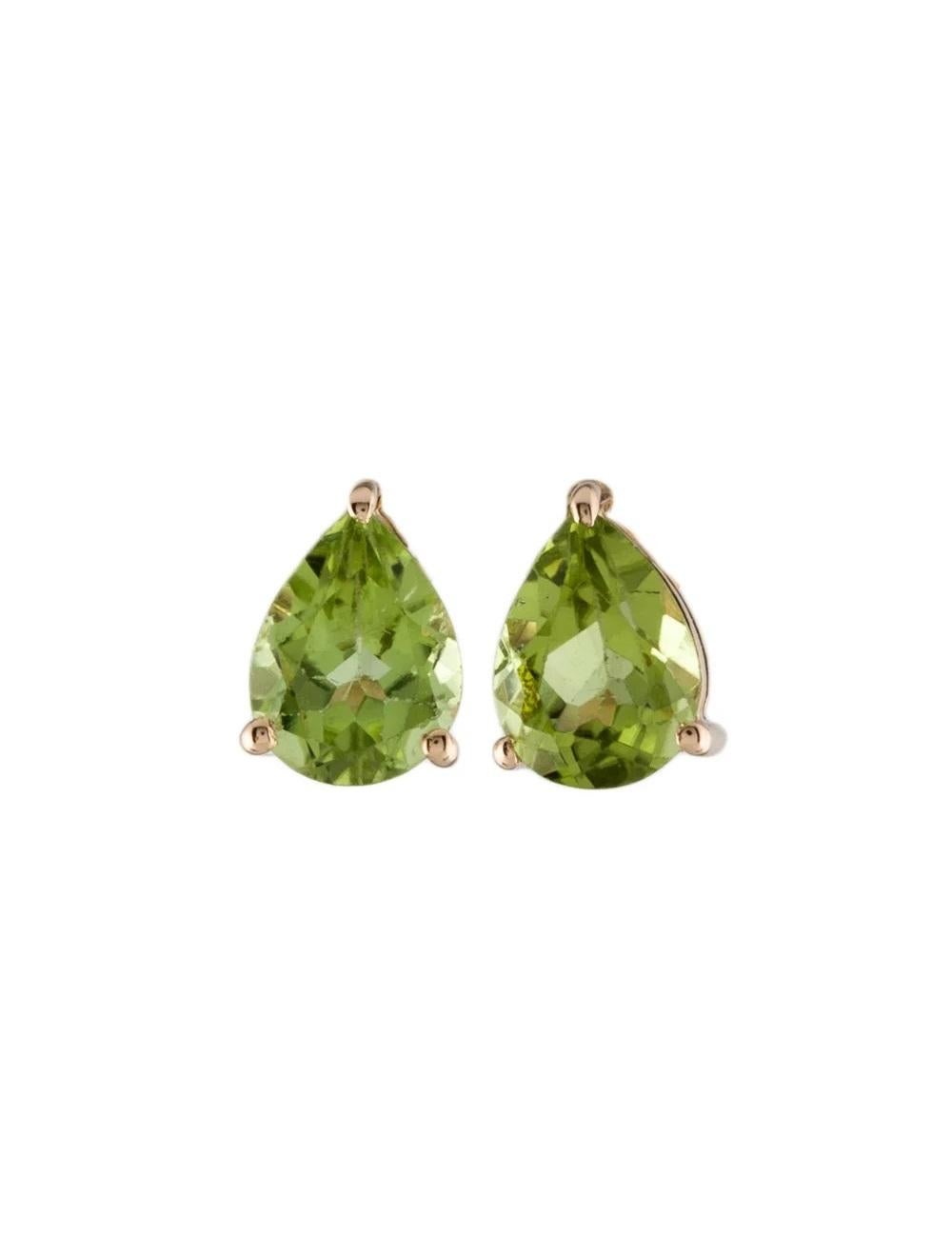14K 1.97ctw Peridot Stud Earrings  Elegant Yellow Gold Gemstone Jewelry In New Condition For Sale In Holtsville, NY