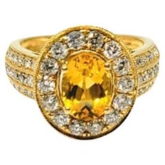 14K 1Ct Yellow Sapphire 1.5 Ct Diamond Ring