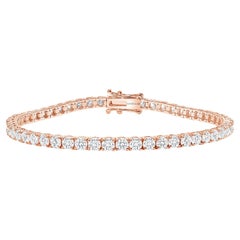 Bracelet tennis en or rose 14 carats avec diamants ronds de 2 carats