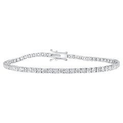 Bracciale tennis con diamanti rotondi in oro bianco 14K da 2 carati